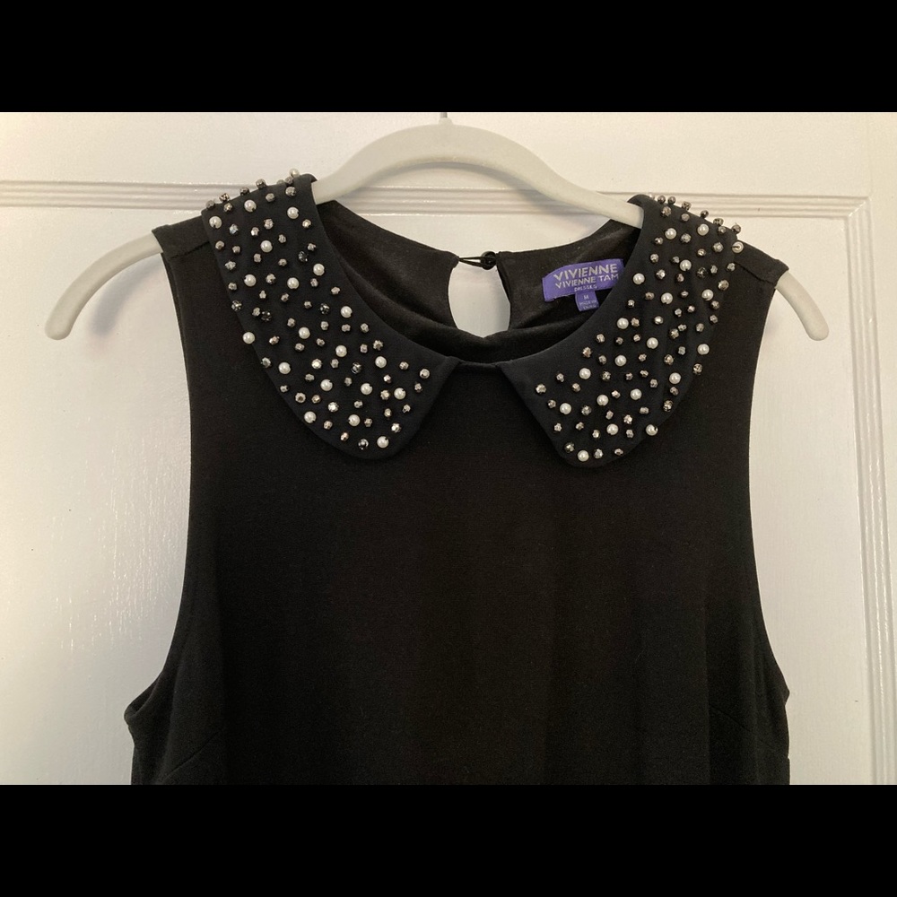 Vintage black dress with beaded collar